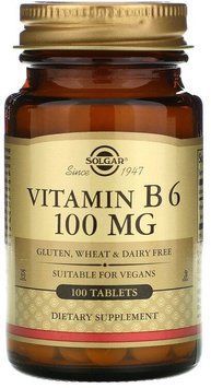 Solgar Vitamin B6, 100 mg, 100 Tabs 463614 фото