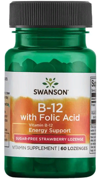 Swanson, Vitamin B-12 with Folic Acid 60 tabs (SWA-02790) 608388 фото