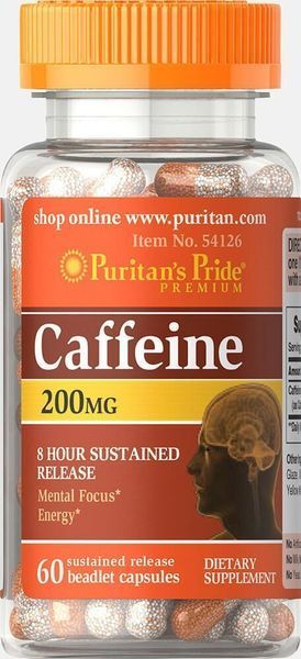 Puritan's Pride Caffeine 200 Mg 8-Hour Sustained Release, 60 Count 442699 фото