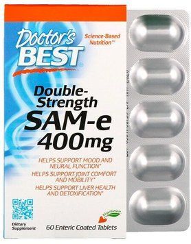 Doctor's Best, SAM-e Double Strength 400 mg Аденозилметионин 60 таблеток 878718 фото
