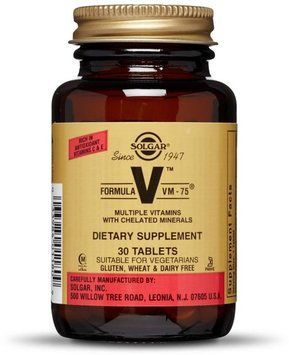 Solgar Formula V VM-75 Multiple Vitamins with Chelated Minerals 30 tabs Мультівітаміни і мінерали 523564 фото