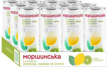 Вода Моршинська сильногазована з ароматом лимона, лайма та м'яти 12х0.33 л (DS482001700239412) 1091101 фото