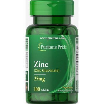 Puritan's Pride Zinc Gluconate 25mg 100tabs 447320 фото