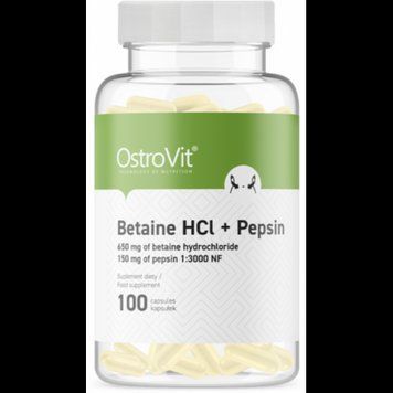 OstroVit Betaine HCl + Pepsin Гідрохлорид бетаїну + Пепсин 100 капсул 1072827 фото