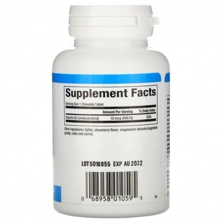 Natural Factors Vitamin D3 400 Iu 100 Chewable Tabs Strawberry Flavor (NFS-01059) 590293 фото