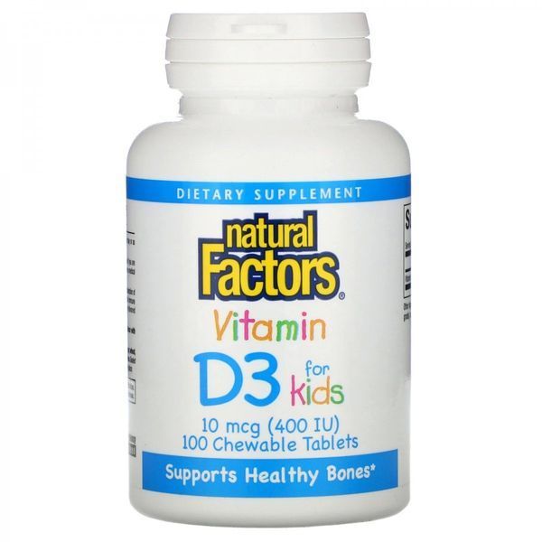 Natural Factors Vitamin D3 400 Iu 100 Chewable Tabs Strawberry Flavor (NFS-01059) 590293 фото