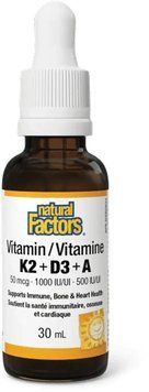 Natural Factors Vitamin K2+D3+A 50 mcg/1000 IU/500 IU - 30ml 1455915 фото