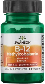 Swanson, Vitamin B-12 Methylcobalamin 2,500 mcg 60 tabs Cherry (SWA-02783) 608389 фото
