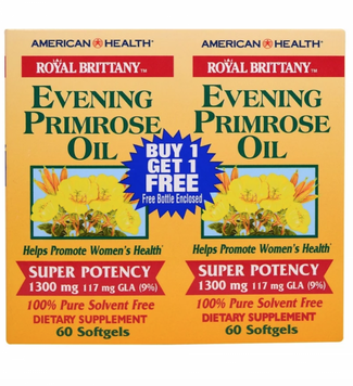 American Health Royal Brittany, Evening Primrose Oil 1300 mg, 2 Bottles, 120 Softgels Each (AMH-03233) 681196 фото