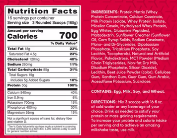 Гейнер BSN True-Mass 2640 g / 16 servings / Strawberry milkshake 431047 фото
