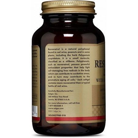Solgar Resveratrol, 250 mg, 60 Softgels Солгар Ресвератрол 463609 фото