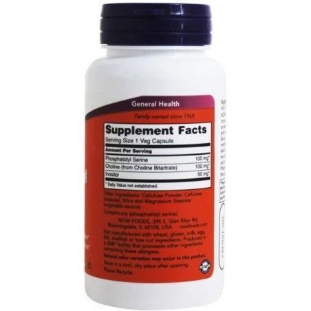 Now Foods Phosphatidyl Serine 100 mg Фосфатидилсерин 60 веганских капсул 775659 фото