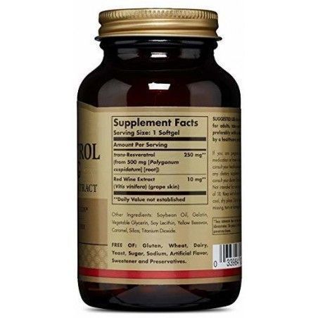 Solgar Resveratrol, 250 mg, 60 Softgels Солгар Ресвератрол 463609 фото