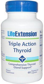 Life Extension Triple Action Thyroid 60 Veggie Caps Підтримка щитовидної залози: тіроідов потрійної дії 535123 фото