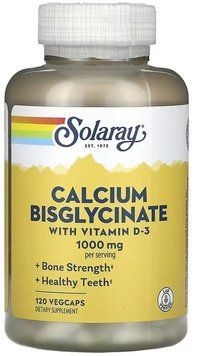 Solaray Calcium Bisglycinate with Vitamin D-3 1000mg - 120 Veg Capsules 1452865 фото