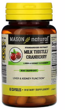 Mason Natural Milk Thistle & Cranberry Очищаючий комплекс для печінки та нирок 60 капсул 1118696 фото