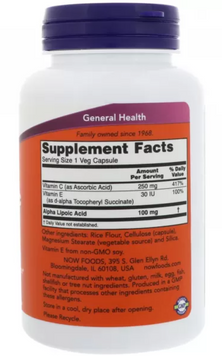 NOW Foods Alpha Lipoic Acid 100 mg 60 veg cap 520627 фото
