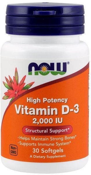 Now Foods Vitamin D-3 2,000 IU Softgels 30 caps 463961 фото