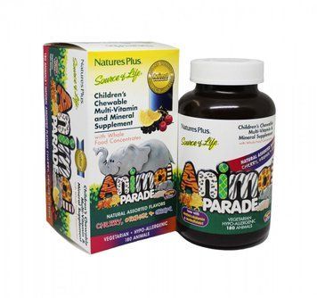 Natures Plus Animal Parade Gold 180 chewables Мультівітаміни для дітей, смак асорті 492008 фото