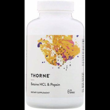 Thorne Research, Betaine Hcl & Pepsin, 225 Capsules (THR-41502) 608409 фото