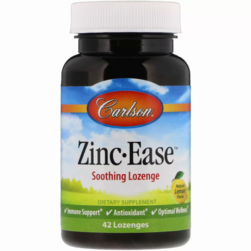 Carlson Labs Zinc Ease Lemon flavour 10 mg Цинк со вкусом лимона 42 леденца 776642 фото