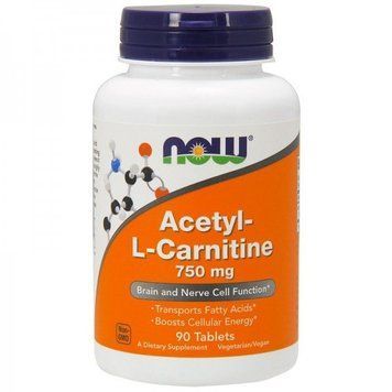 Now Foods Acetyl-L-Carnitine 750 mg Ацетил-Л-карнітин 90 таблі 775405 фото