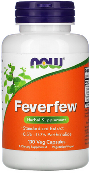 Now Foods Feverfew Златоцвет девичий 100 вегетарианских капсул 1158622 фото