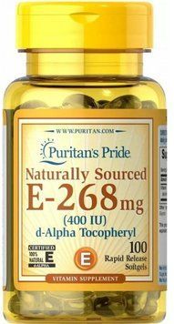 Puritan's Pride Vitamin E-268 mg Натуральний вітамін E 100 гелевих капсул 776635 фото