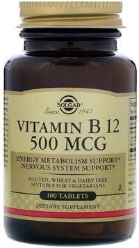 Solgar Vitamin B12, 500 mcg, 100 Tabs 463616 фото