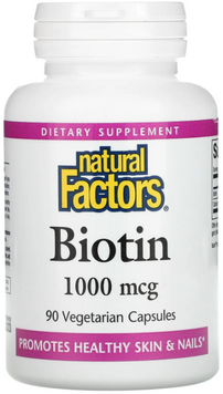 Natural Factors Biotin Биотин 1000 мкг 90 вегетарианских капсул 1044780 фото