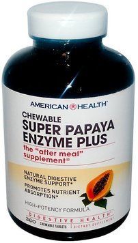 American Health Super Papaya Enzyme Plus, 360 Chewable Tablets (AMH-50205) 681197 фото