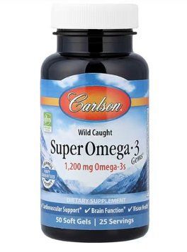 Carlson Labs Super Omega-3 1200 mg 50 Soft Gels, Супер Омега-3 1200 мг 50 желатиновых капсул 552358 фото