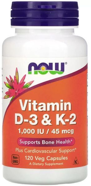 Now Foods Vitamin D-3 & K-2 120 veg caps 463956 фото