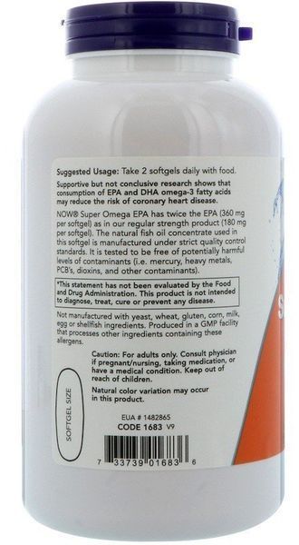 Now Foods Super Omega Epa 1200 mg NOW-0360/240 120 Sgels Супер Омега EPA/DHA 523319 фото