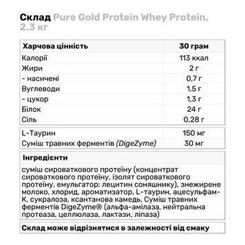 Pure Gold Protein Whey Protein 2300 g /76 servings/Pina colada 970801 фото