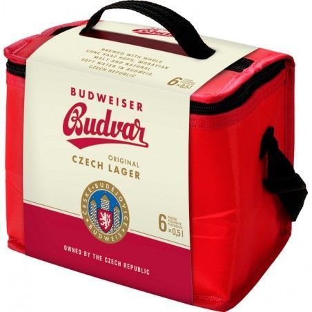Подарунковий набір пива Budweiser світле фільтроване 5% 4х0.5 л + Budweiser бочкове світле фільтроване 4% 2х0.5 л + термосумка (8594403700336) 1315256 фото