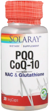 Solaray, PQQ, CoQ-10 with NAC & Glutathione, 30 VegCaps (SOR-36510) 607622 фото