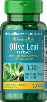 Puritans Pride Olive Leaf Standardized Extract Экстракт оливы 150 мг 60 капсул 1043999 фото