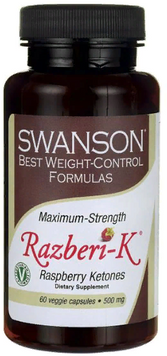 Swanson Maximum Strength Razberi-K Raspberry Ketones, 500 mg, 60 Veggie Capsules (SWA-04078) 661692 фото