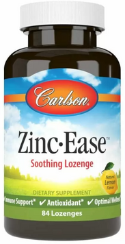 Carlson Labs Zinc Ease Lemon flavour 10 mg Цинк со вкусом лимона 84 леденца 776643 фото