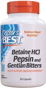 Doctor's Best, Betaine HCL, Pepsin and Gentian Bitters, 360 Capsules (DRB-00315) 624104 фото
