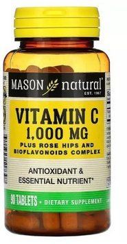 Mason Natural Vitamin C 1000 mcg Rose hip and Bioflavonoids Витамин С 90 таблеток 993705 фото