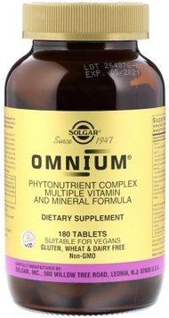 Solgar Omnium Phytonutrient Complex Multiple Vitamin and Mineral Formula 180 Tabs Мультівітаміни і мінерали омніуме з залізом 523574 фото