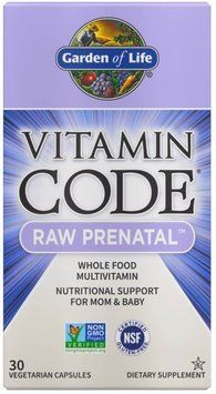 Garden of Life RAW Prenatal Vitamin Code Сырые витамины для беременных 30 вегакапсул 915878 фото