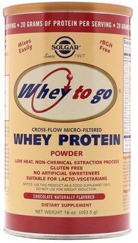 Solgar Whey To Go Whey Protein Powder 16 oz (453.5 g) Natural Chocolate Flavor Солгар Сывороточный протеин, шоколад 494075 фото