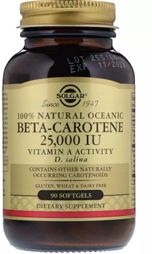 Solgar Natural Oceanic Beta-Carotene 25 000 UI, 90 Softgels (SOL02031) 685866 фото