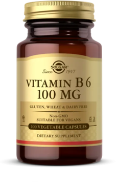 Solgar Vitamin B6 100 mg Вітамін В6 100 вегетаріанських капсул 880683 фото