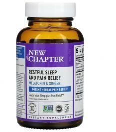 New Chapter Restful Sleep + Pain Relief Спокойный безболезненный сон 30 вегетарианских капсул 897052 фото