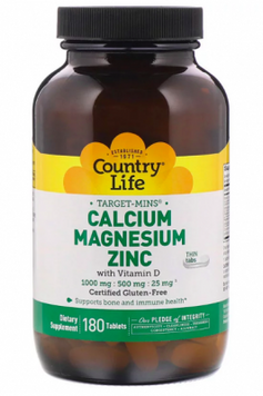 Country Life Target-Mins Calcium Magnesium Zinc 180 Tabs Кальций магний цинк 533274 фото