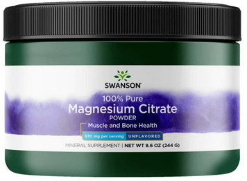 Swanson Magnesium Citrate Powder 100% Pure Цитрат магния 244 г 1034681 фото